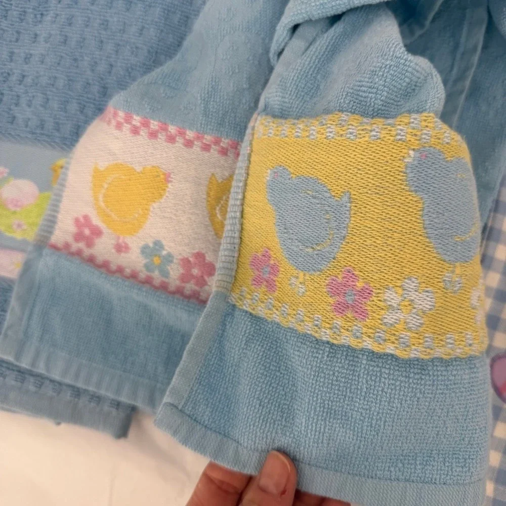 Sonoma Home Goods Kitchen Towels Easter Chick Egg Gingham 4pc Set Spring Decor